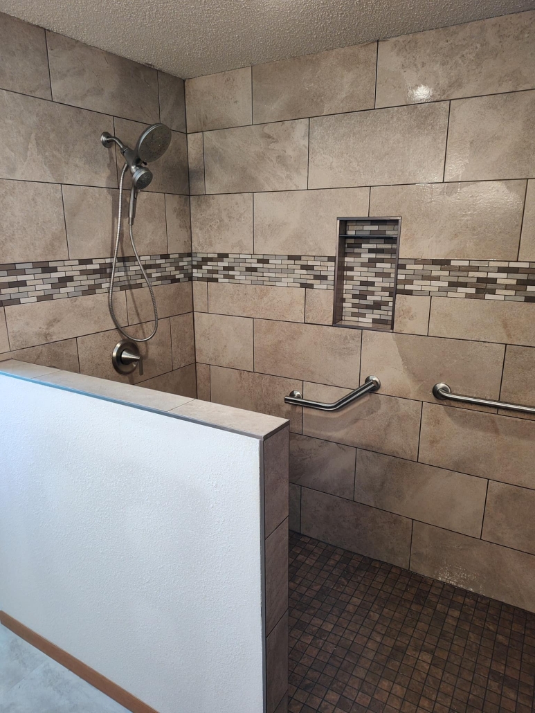 Finished shower remodeling project by Innovation General Construction LLC